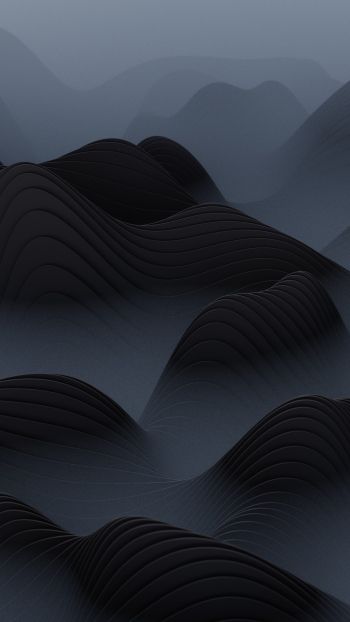 abstraction, waves, black Wallpaper 1440x2560