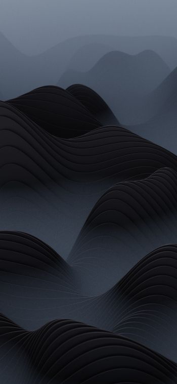 abstraction, waves, black Wallpaper 1125x2436