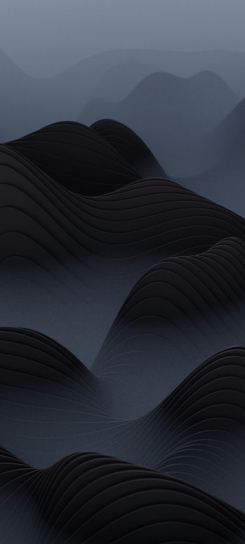abstraction, waves, black Wallpaper 1080x2400