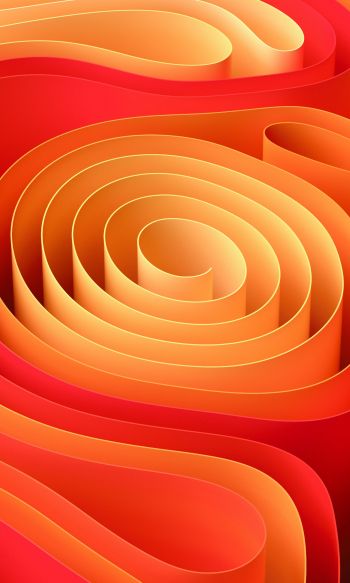 Обои 1200x2000 абстракция, спираль, оранжевый