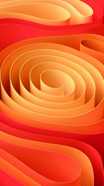 Обои 750x1334 абстракция, спираль, оранжевый