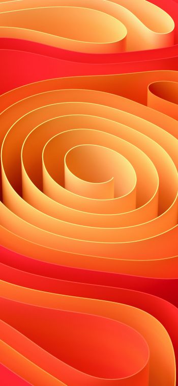 Обои 828x1792 абстракция, спираль, оранжевый