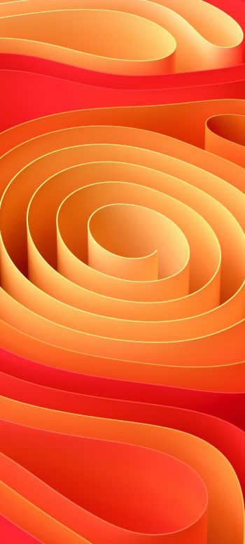 Обои 720x1600 абстракция, спираль, оранжевый