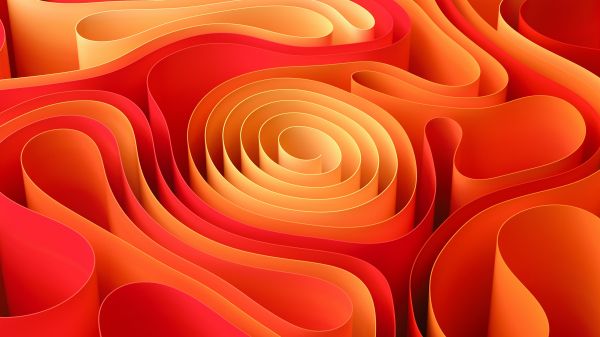 Обои 2560x1440 абстракция, спираль, оранжевый