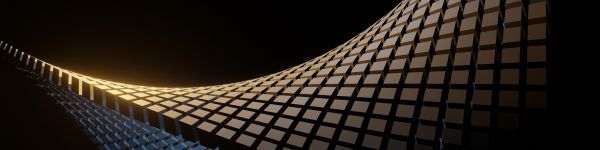 3D, abstraction, on black background Wallpaper 1590x400
