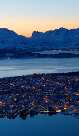 bird's eye view, city, night Wallpaper 600x1024