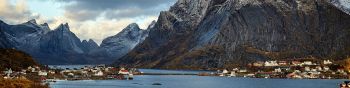 Norway, mountain, lake Wallpaper 1590x400