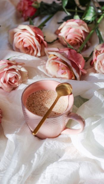 coffee cup, aesthetic pink Wallpaper 640x1136