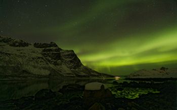Обои 2560x1600 северное сияние, ночь, зеленый