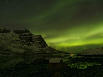 northern lights, night, green Wallpaper 800x600