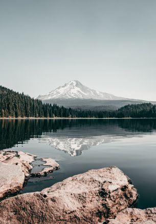 Mount Trillium, landscape, lake Wallpaper 1668x2388