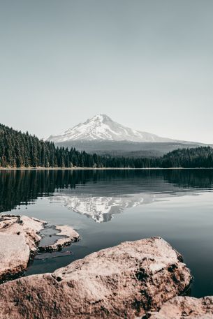 Mount Trillium, landscape, lake Wallpaper 640x960