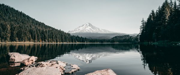 Mount Trillium, landscape, lake Wallpaper 3440x1440