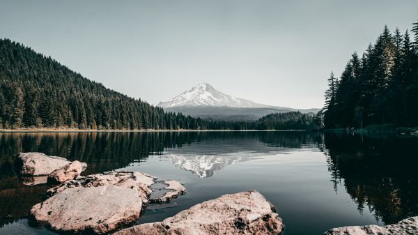 Mount Trillium, landscape, lake Wallpaper 1600x900