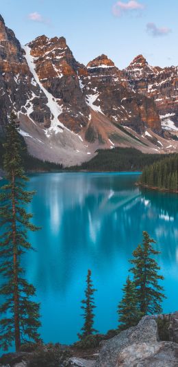 lake moraine, landscape, mountains Wallpaper 1080x2220