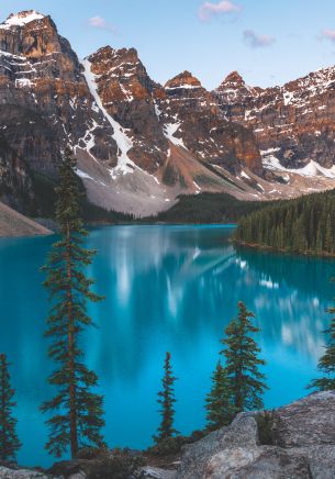 lake moraine, landscape, mountains Wallpaper 1668x2388