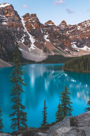 lake moraine, landscape, mountains Wallpaper 640x960