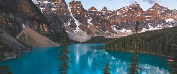 lake moraine, landscape, mountains Wallpaper 2560x1080