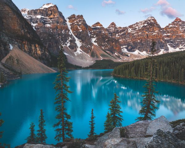 lake moraine, landscape, mountains Wallpaper 1280x1024