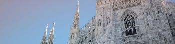 Piazza del Duomo, cathedral, Milan Wallpaper 1590x400