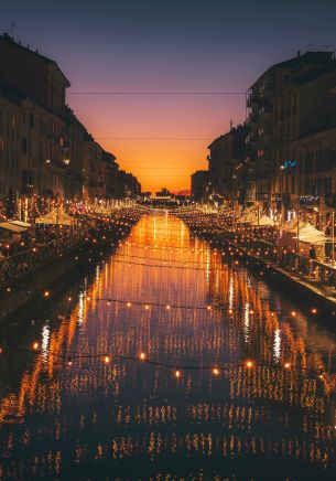 Milan, channel, night Wallpaper 1668x2388