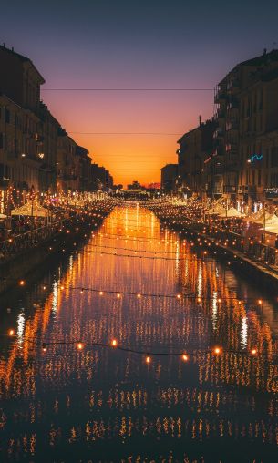 Milan, channel, night Wallpaper 1200x2000