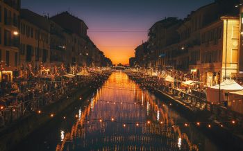 Milan, channel, night Wallpaper 2560x1600