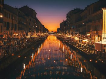 Milan, channel, night Wallpaper 1024x768