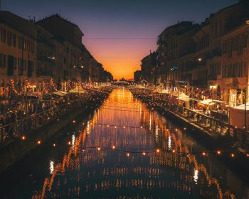 Milan, channel, night Wallpaper 1280x1024