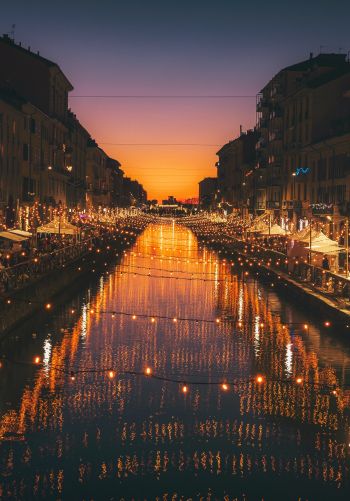 Milan, channel, night Wallpaper 1668x2388