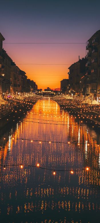 Milan, channel, night Wallpaper 720x1600