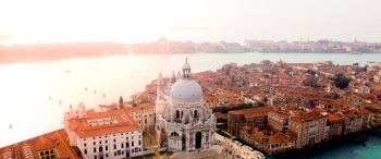 Venice, bird's eye view, Italy Wallpaper 3440x1440