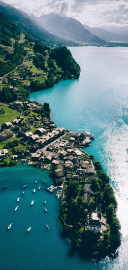 Grindelwald, Switzerland, bird's eye view Wallpaper 1080x2280