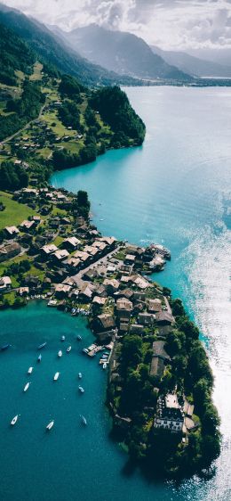 Grindelwald, Switzerland, bird's eye view Wallpaper 1170x2532