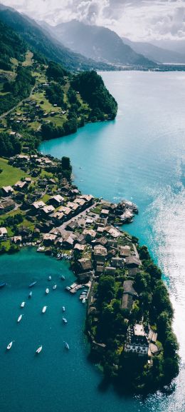 Grindelwald, Switzerland, bird's eye view Wallpaper 1080x2400