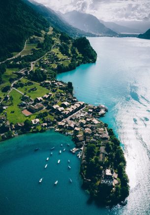 Grindelwald, Switzerland, bird's eye view Wallpaper 1668x2388