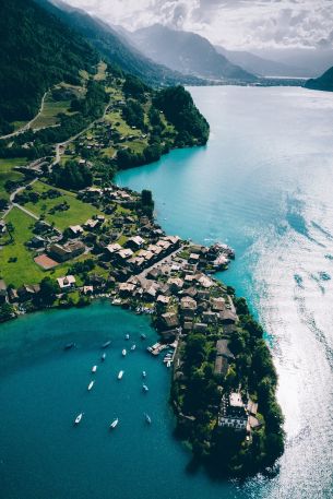 Grindelwald, Switzerland, bird's eye view Wallpaper 640x960