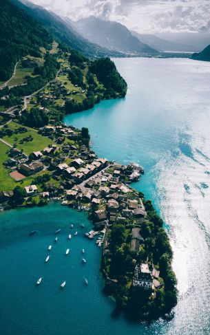 Grindelwald, Switzerland, bird's eye view Wallpaper 1752x2800