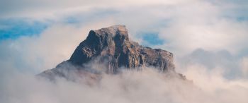 fog, mountain range, clouds Wallpaper 3440x1440