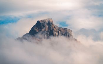 Обои 1920x1200 туман, горный хребет, облака
