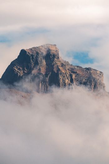 fog, mountain range, clouds Wallpaper 640x960