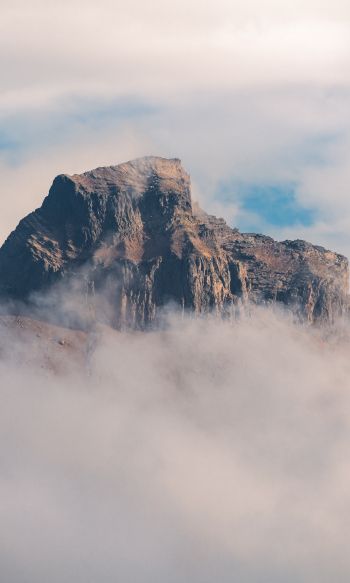 fog, mountain range, clouds Wallpaper 1200x2000