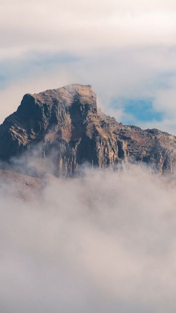 fog, mountain range, clouds Wallpaper 640x1136