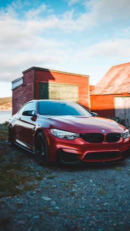 red bmw, sports car Wallpaper 640x1136