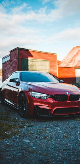 red bmw, sports car Wallpaper 1080x2220