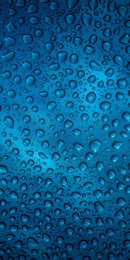 Обои 720x1440 капля дождя, синий, фон