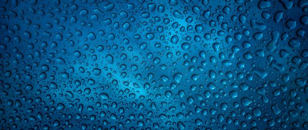 raindrop, blue, background Wallpaper 2560x1080