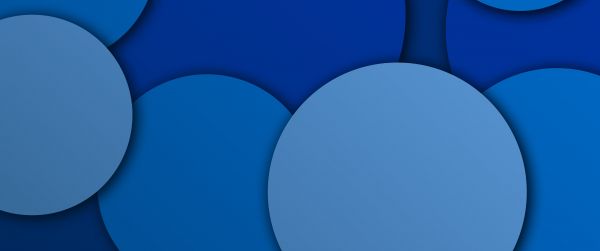 circles, blue, abstraction Wallpaper 3440x1440