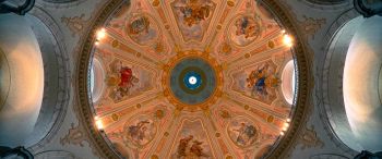 church, ceiling, art Wallpaper 3440x1440
