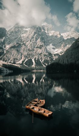 Lake Braies, landscape, mountain Wallpaper 600x1024